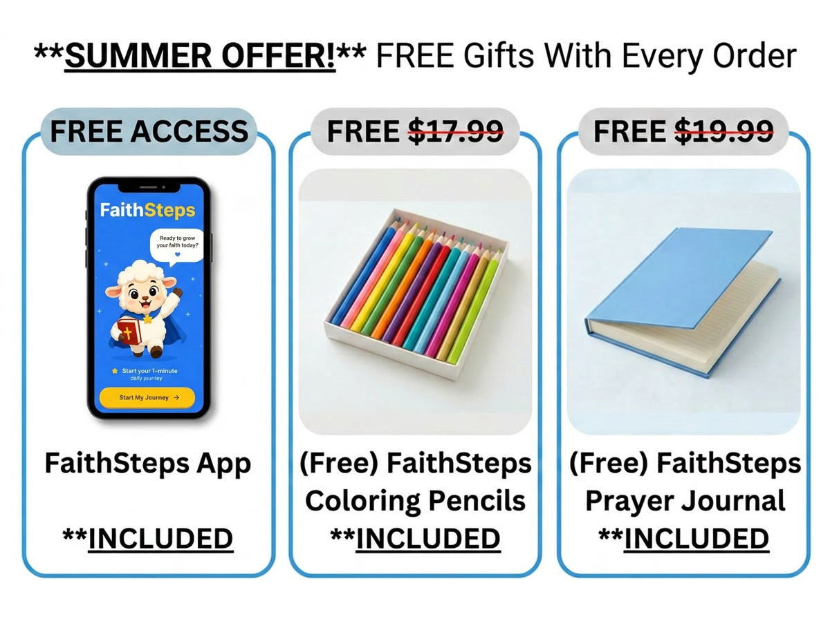 + FREE Faithsteps Bible App, Coloring Pencils, Journal
